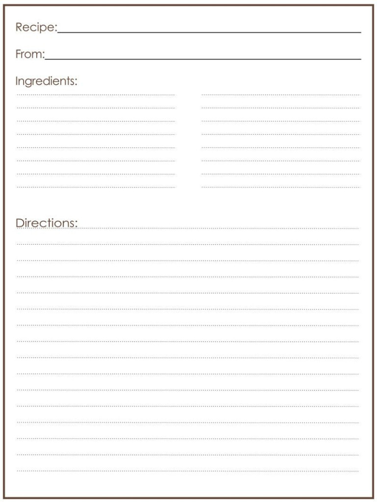 Full Page Recipe Template For Word Sarseh