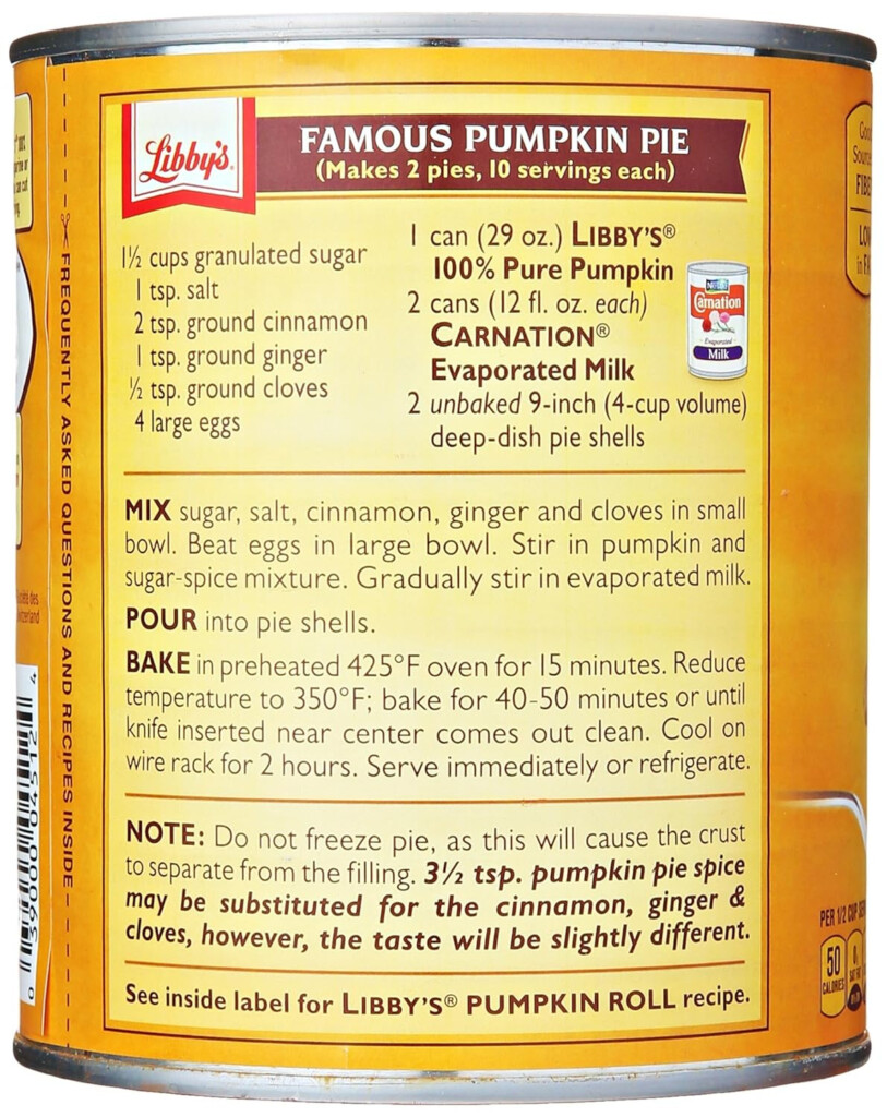 Libby 39 s Pumpkin Pie Mix Directions