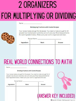 Multiplying Dividing Fractions With Cookie Recipes TPT