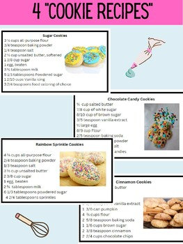 Multiplying Dividing Fractions With Cookie Recipes TPT