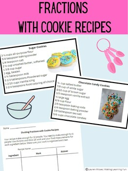 Multiplying Dividing Fractions With Cookie Recipes TPT