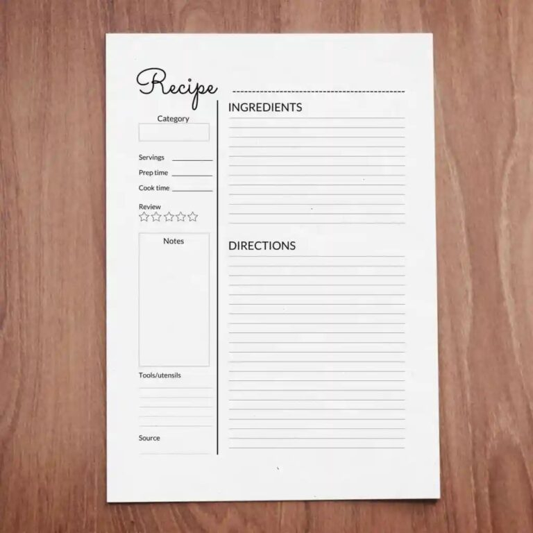 Printable Blank Recipe Pages Printable JD