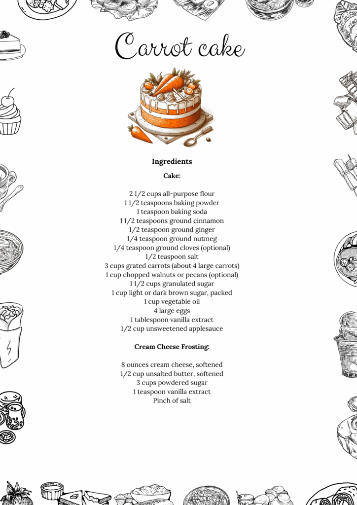Printable Carrot Cake Recipe Free PDF Tasteful Zone