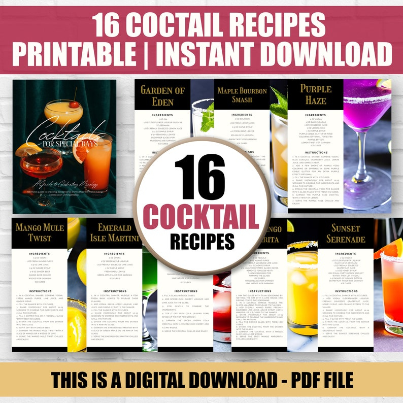 Printable Cocktail Recipes Cocktail Recipe Book Cocktail Printable 