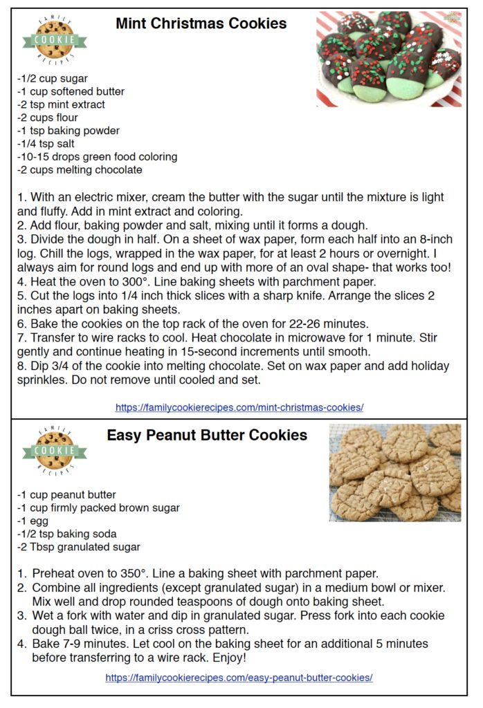 Printable Cookie Recipes Family Cookie Recipes Cookie Recipe 
