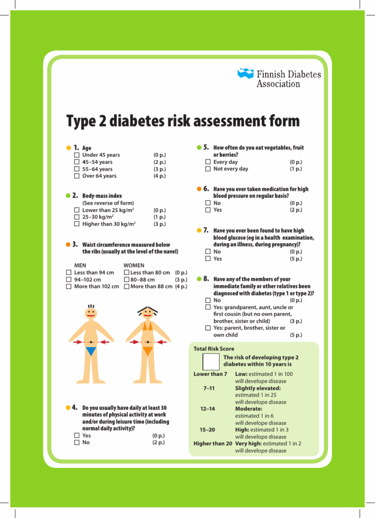 Printable Diabetes Assessment Form Printable Forms Free Online