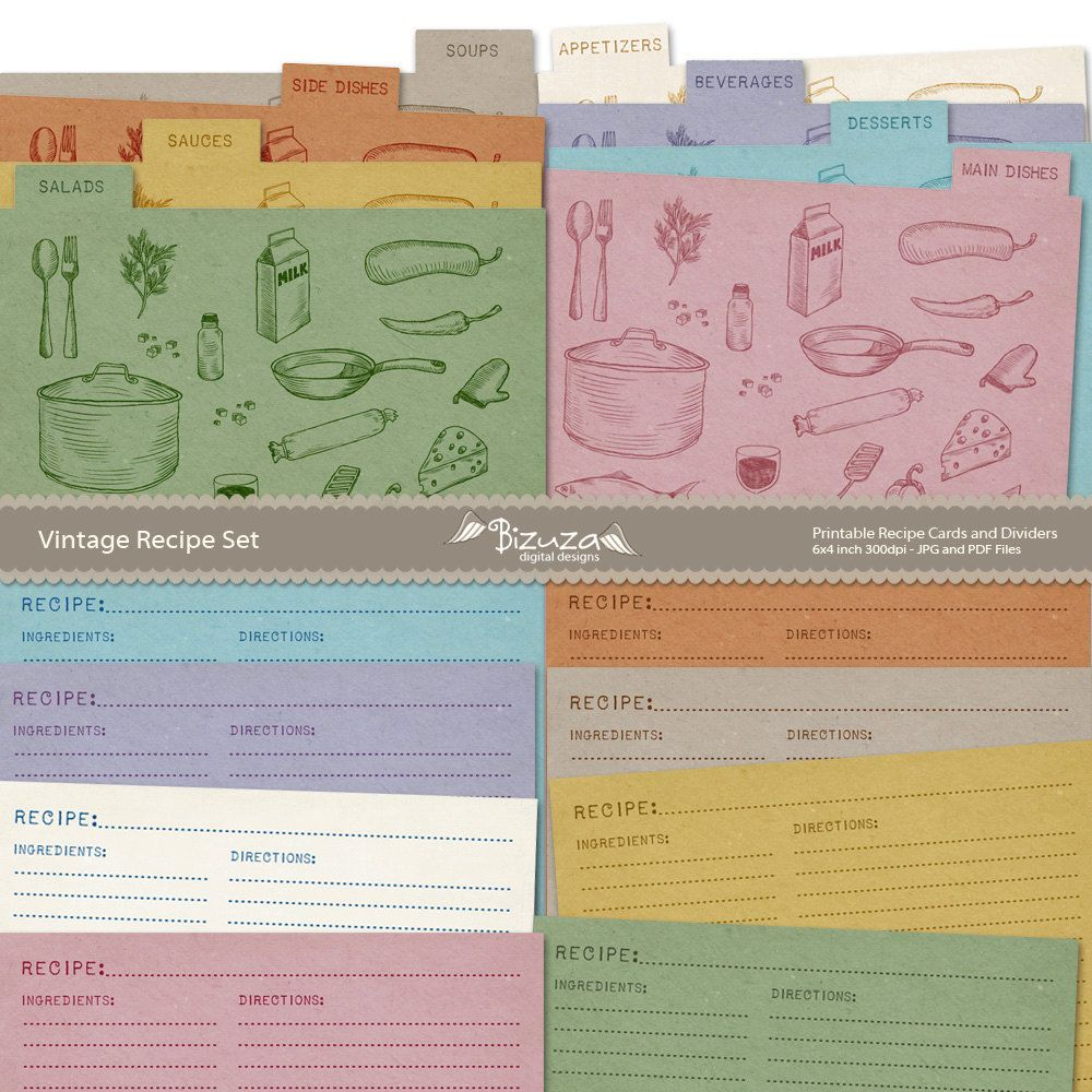 Printable Editable Recipe Cards And Dividers Canning Labels Canning 