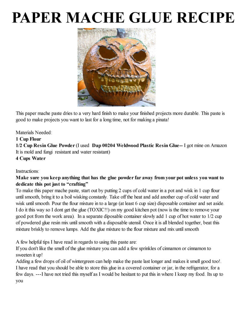Printable Paper Mache Recipe Alice Wegner