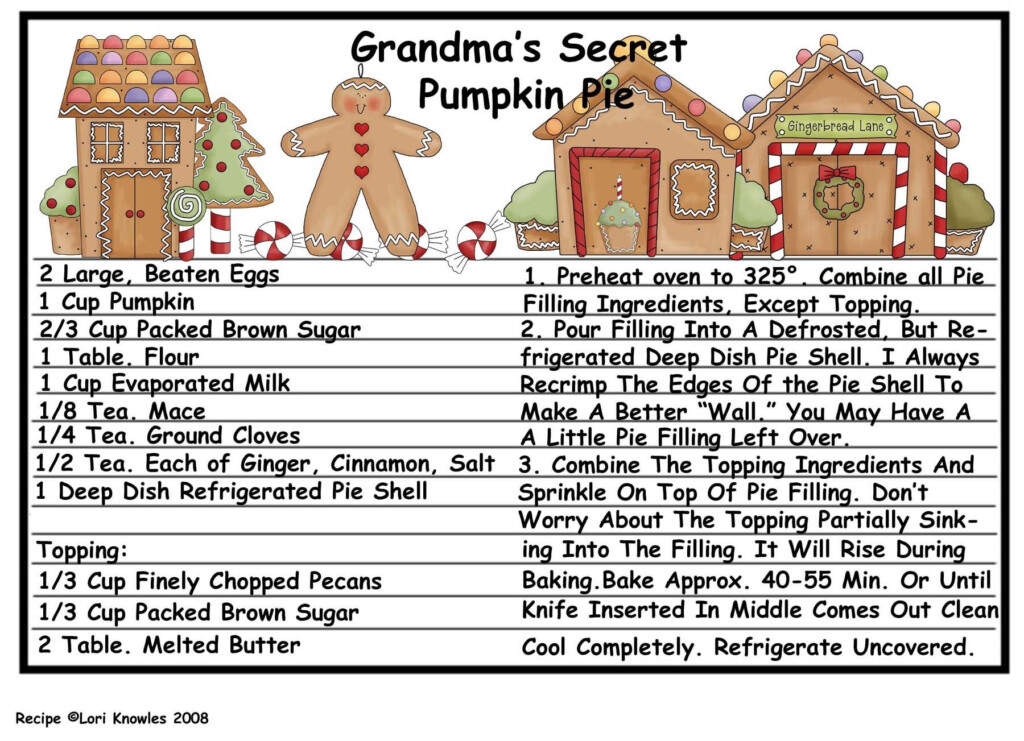 Printable Pumpkin Pie Recipe Card