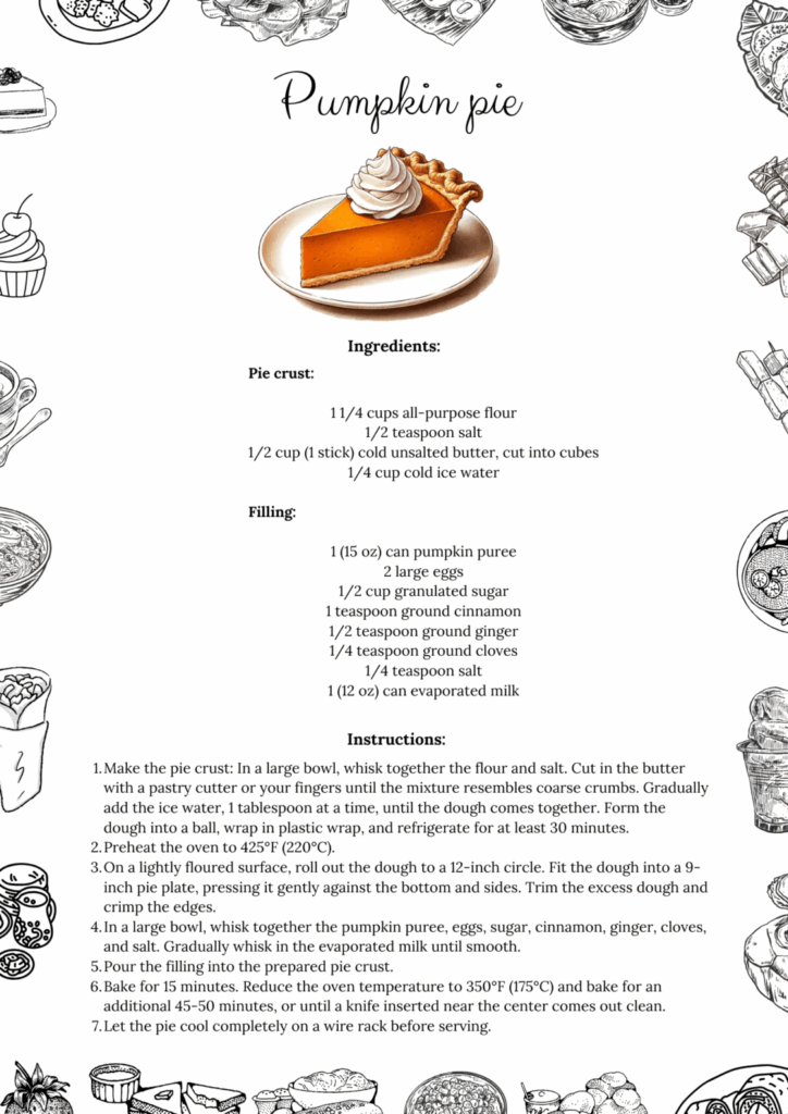 Printable Pumpkin Pie Recipe Free PDF Tasteful Zone
