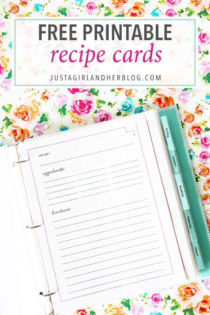 Printable Recipe Cards Free