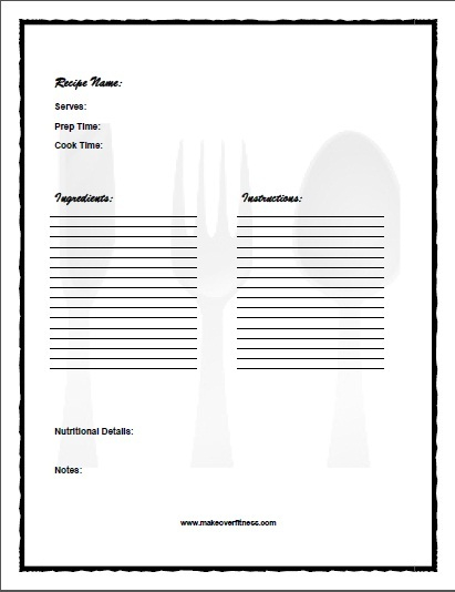Printable Recipe Journal