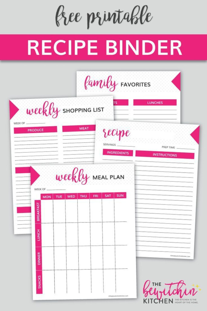 Printable Recipe Planner Printable Word Searches