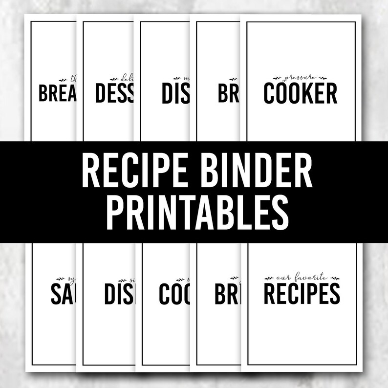 Recipe Binder Printables Recipe Book Recipe Dividers Family Etsy