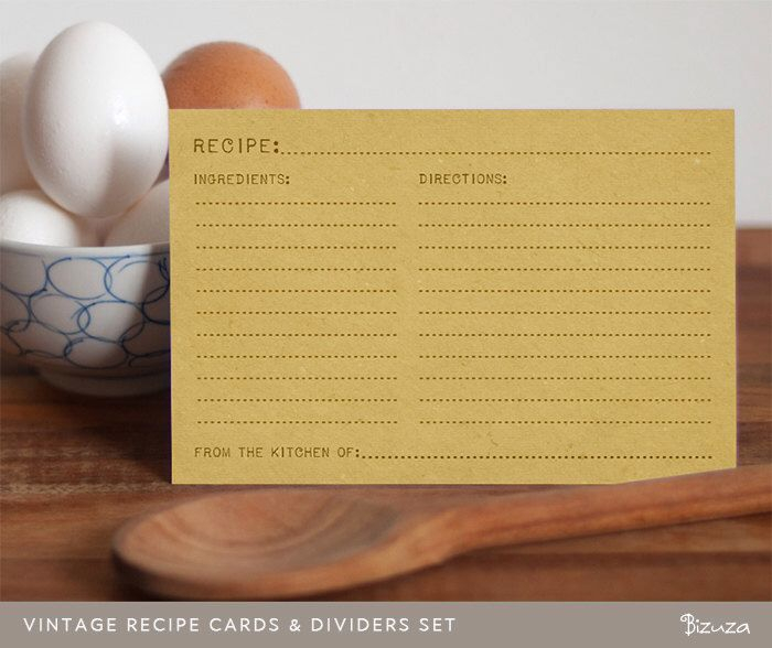 Recipe Card Set Recipe Book Recipe Box Dividers Printable Recipe 