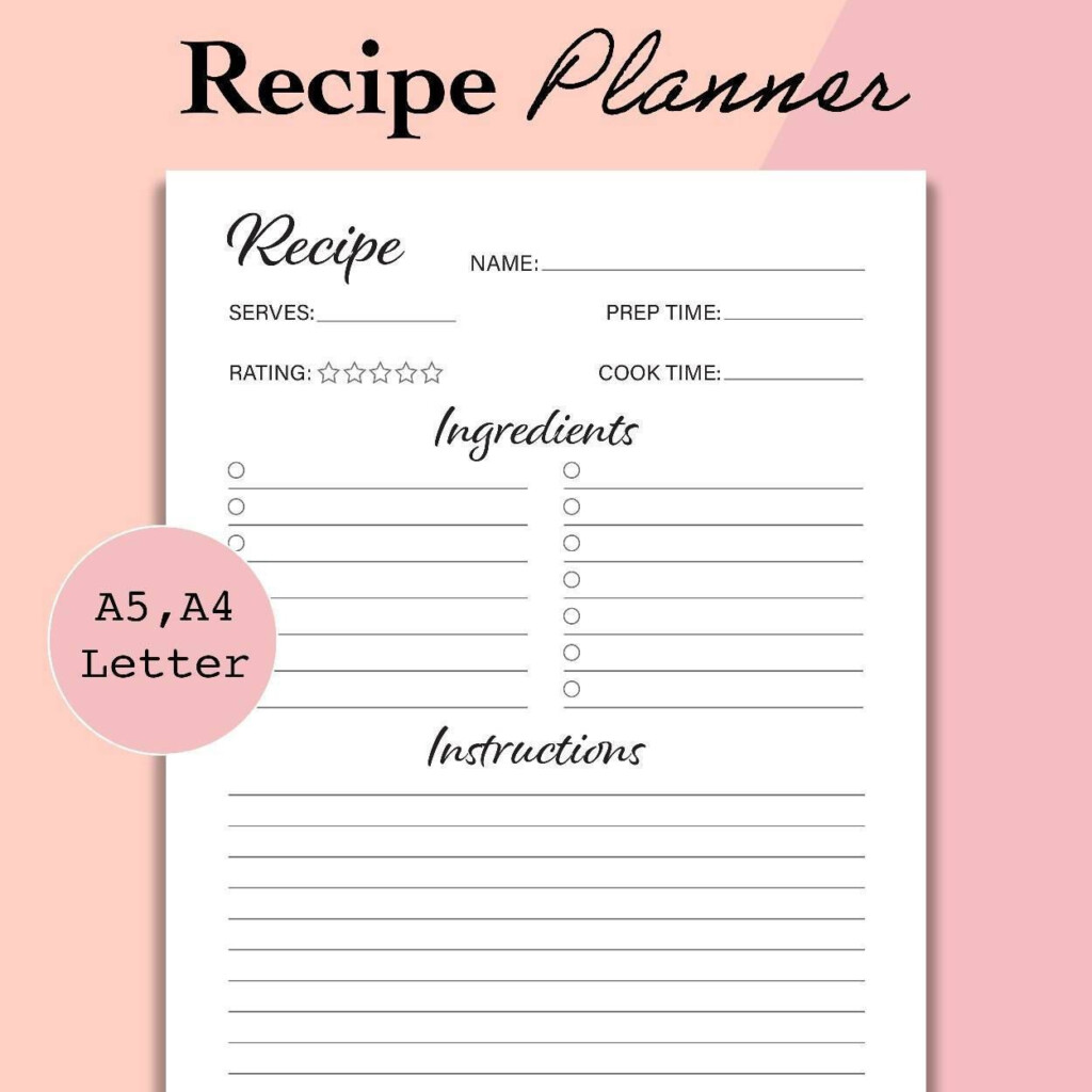 Recipe Printable Page Template