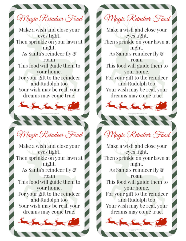 Reindeer Food Recipe Printable Printable Word Searches