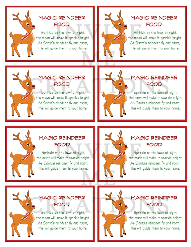 Reindeer Food Tags Printable Printable Word Searches Label Printable