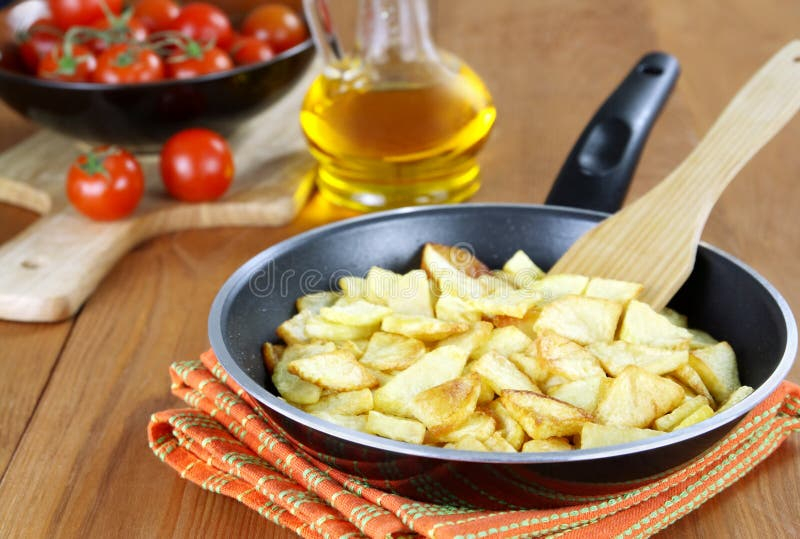 Roast Potatoes In A Frying Pan Stock Photo Image Of Tomatoes 