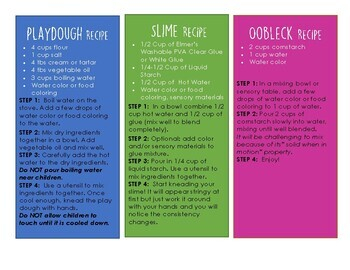 Slime Recipe Cards TPT Worksheets Library